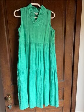 Summer staple! crown & ivy Teal Ruffled V-Neck Tiered Maxi Dress